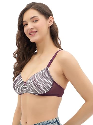 Clovia Women’s Polyamide Printed T-Shirt Bra – Lightly Padded, Wire-Free, Full-Cup Support